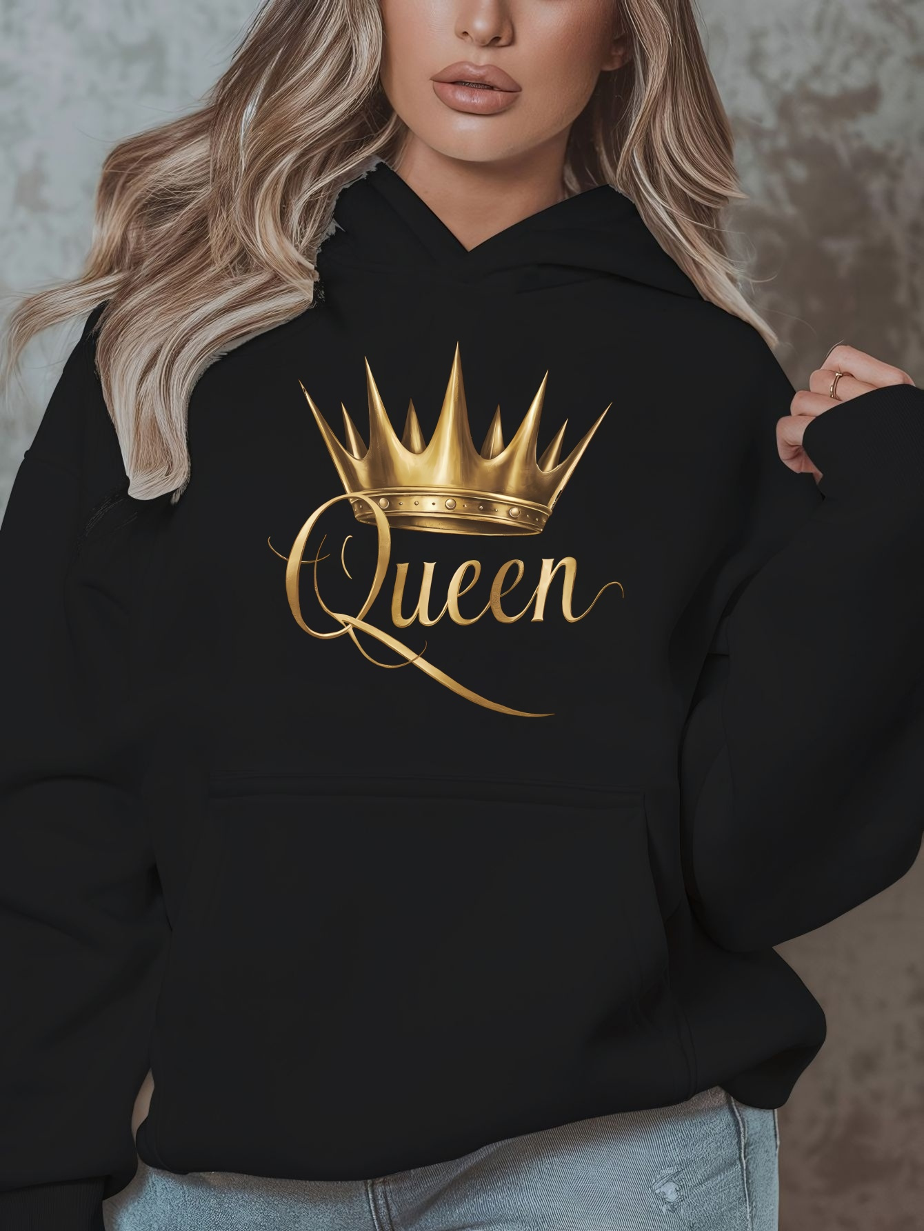queen graphic hoodie women plus size casual polyester Temu