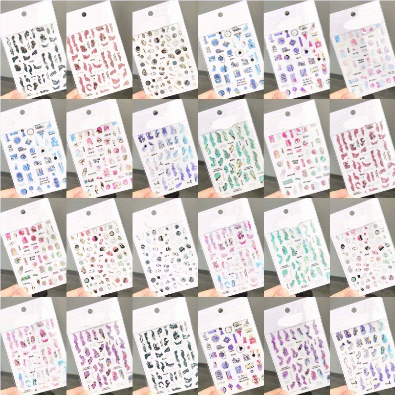 TEMU 24 Sheets Marble Nail Stickers 3d Self-adhesive Bronzing Marble Nail Art Stickers Irregular Nail Decals For Women Girls Diy Acrylic Nail Manicure Salon Decorations