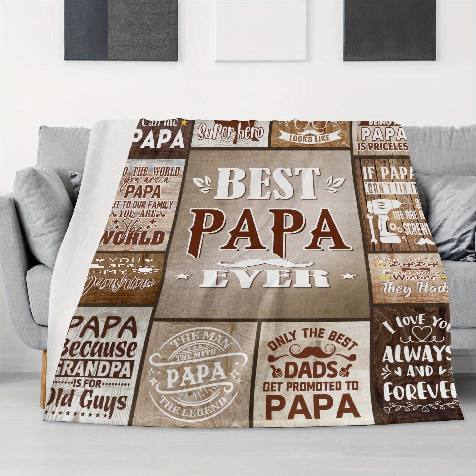 

Cozy 'to My Papa' Throw Blanket - Perfect Birthday Or Christmas Gift, Polyester, Rectangular Knit, Christmas Decor