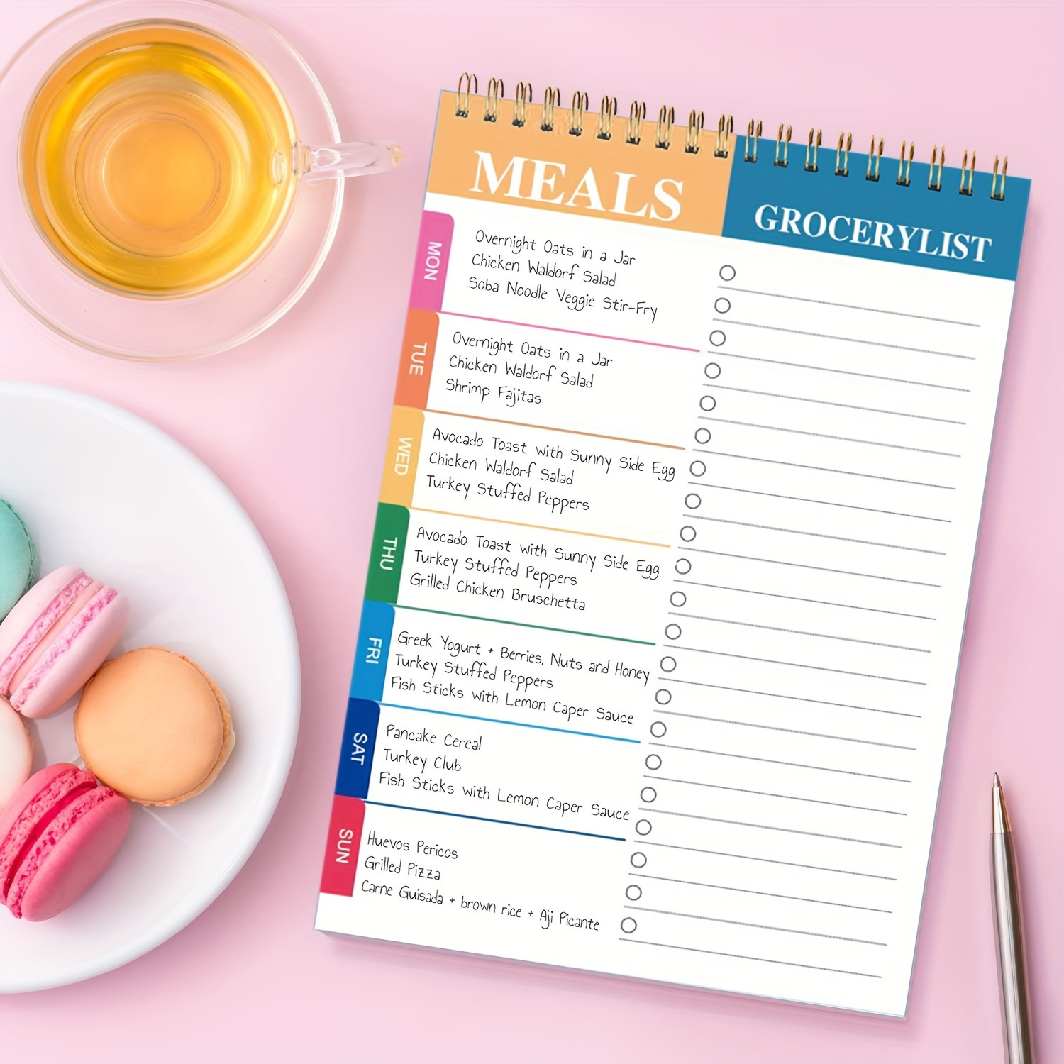 

1pc Weekly Meal Planner Notepad With Grocery Checklist - Tear- Cover, Organized Daily & Weekly Meal For Shopping