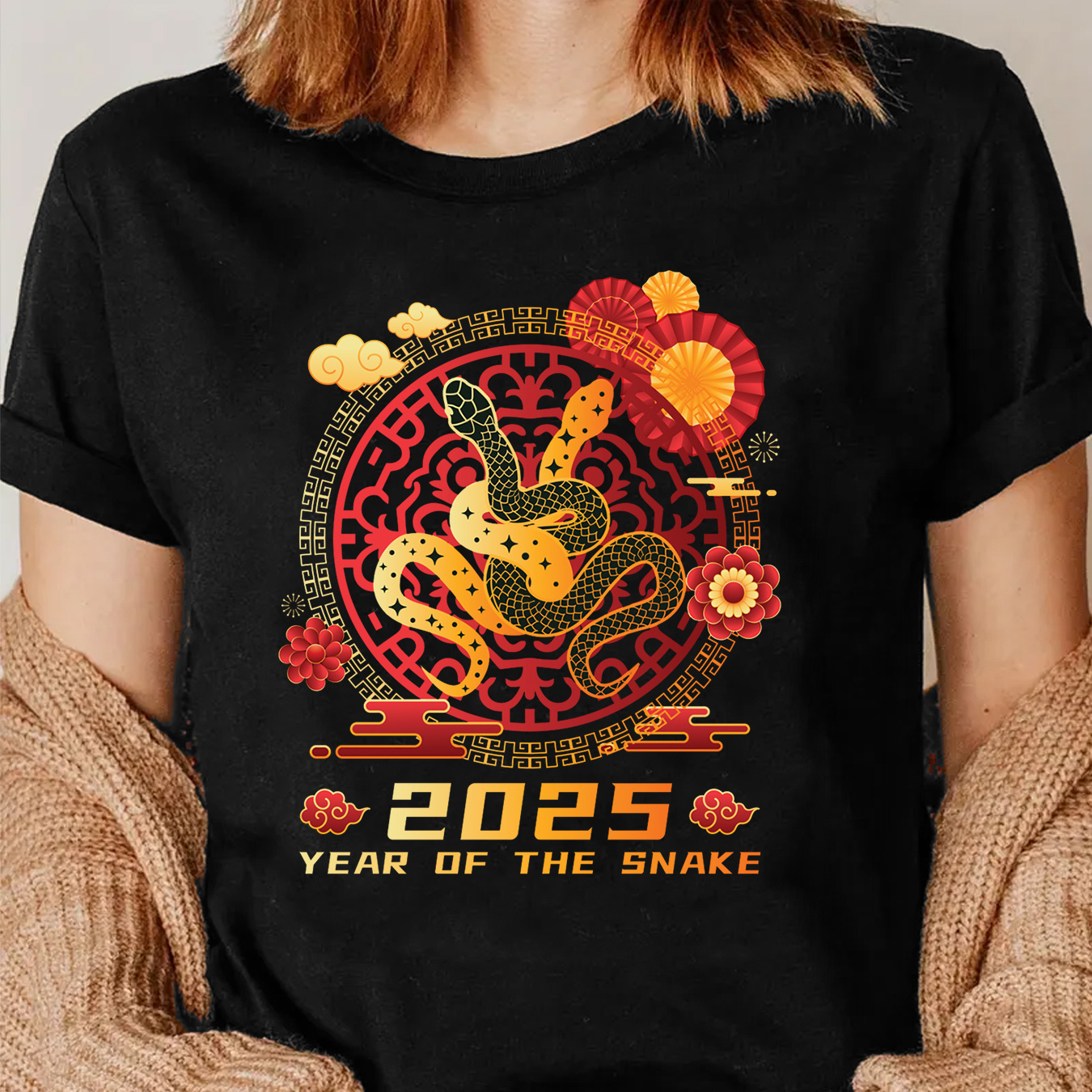 

New , 2025 Chinese New Of The Snake Graphic T-, Top For Summer & , Women's Clothing