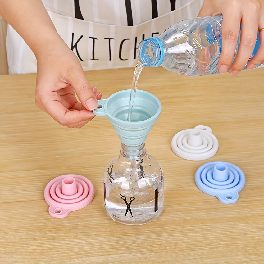 1pc FlexiFunnel Collapsible Silicone Funnel - Flexible & Space-Saving Design for Kitchen & Restaurant Use - Ideal for Pouring Liquids, Jams, Beans - Random Color