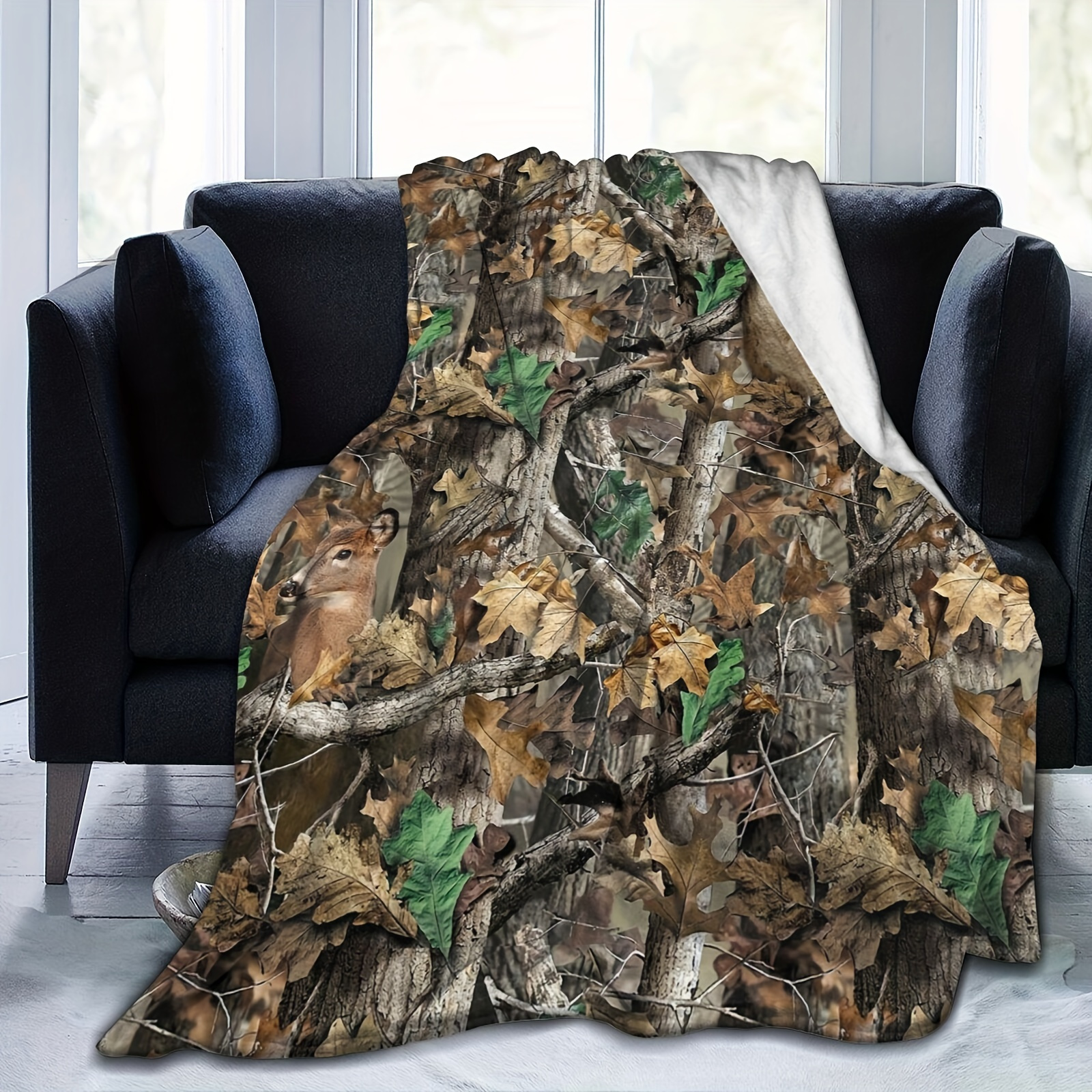 

Super Soft Warm Blankets, Camouflage Leaves And Deer Comfortable Flannel Blanket, Blanket Suitable For Bedroom Bed And Sofa Christmas Clearance, Direct From Local Warehouse, Camping Blankets