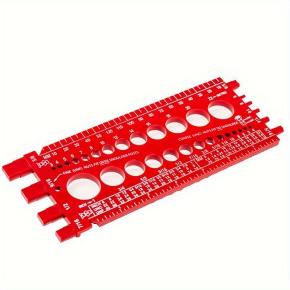 TEMU 1pc Nut Thread Gauge Checker Plastic Size And Thread Gauge Nut Thread Measuring Gauge And Nut Identifier Gauge Gauge With Inch And Ruler (red)