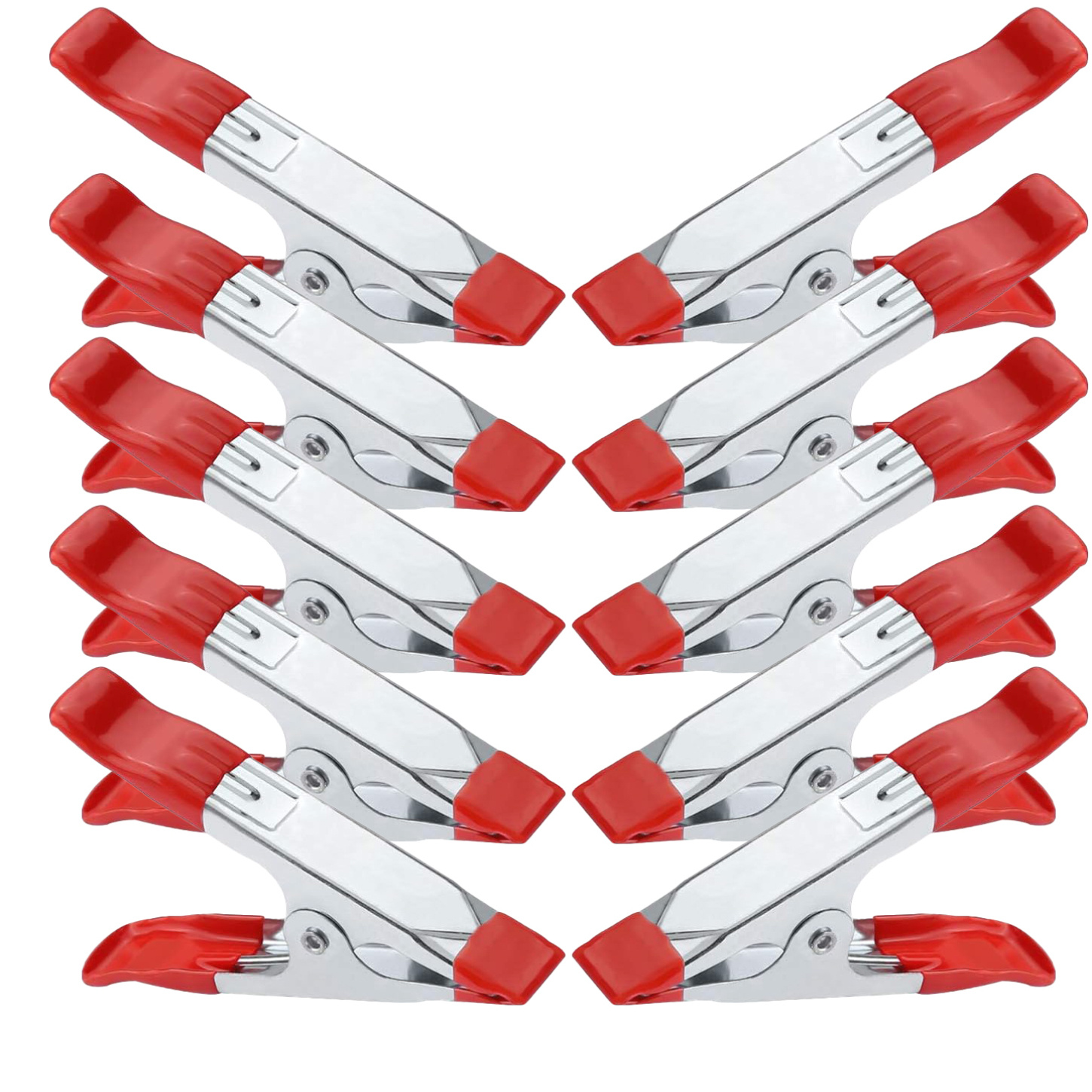 Image of 6/10 4in Metal Spring Clamps Clips, Heavy Duty Tipped Grip Holder Red Rubber Coated, Wood Clamps For Tarpaulin, Camping, Woodworking, Model Making Tool