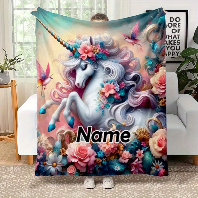 

Personalized Unicorn Blanket With Custom Name - Soft, Warm Flannel Throw For Bed, Sofa, Picnic | Ideal Christmas & Birthday Gift, Best For Christmas