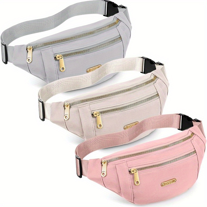 3 Pcs Waterproof Fanny Packs For Women And Men Stylish Ladies Waterproof Belt Comfortably For Leisure Activities, Temperament All-match Waist Bag Ladies Korean Casual Oxford Cloth Shoulder Bag