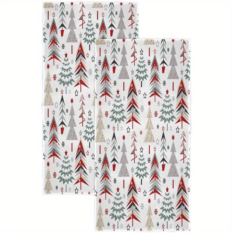 

2pcs 18*26inch Christmas Tree Hand Towel, Christmas Tree Winter Snowflakes New Year Holiday Merry Christmas Soft Absorbent Small Bath Towel Kitchen Dishwashing Towel