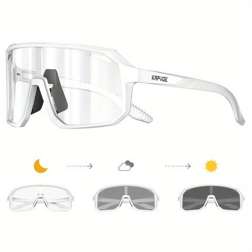 photochromic cycling glasses for men women uv protection lightweight silicone frame fit with case bag ideal for mountain biking running fishing travel camping mountain bike accessories