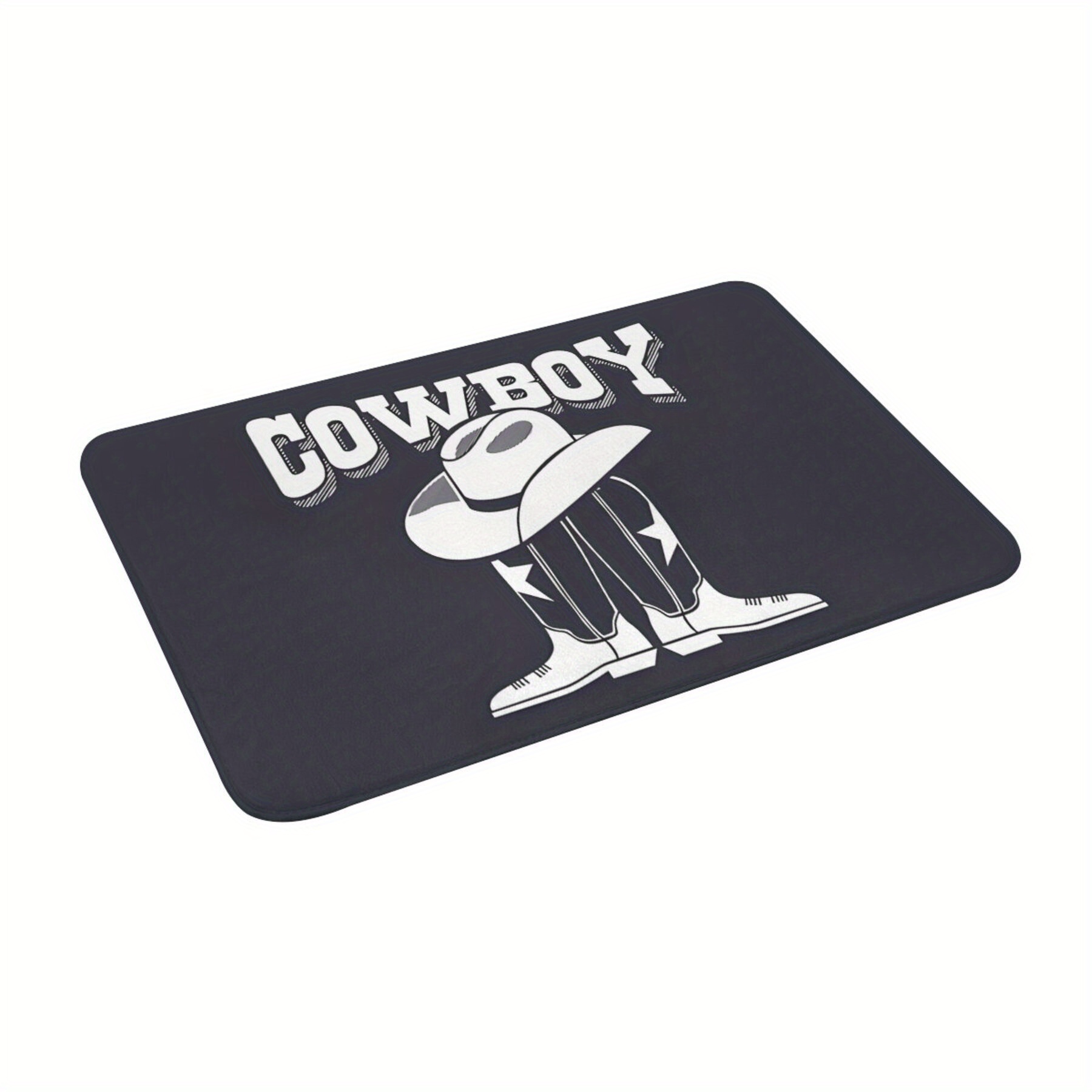 

1pc Cowboy-themed Non-slip Doormat, Machine Washable Polyester Rectangular Lightweight Floor Mat For Home Decor, Bathroom, Balcony - Jit