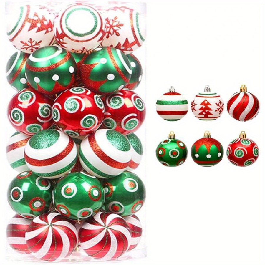 

30pcs Christmas Tree Hanging Balls Glitter Christmas Tree Bauble Pendants Christmas Decorations Indoor Outdoor 2.4inch Diameter