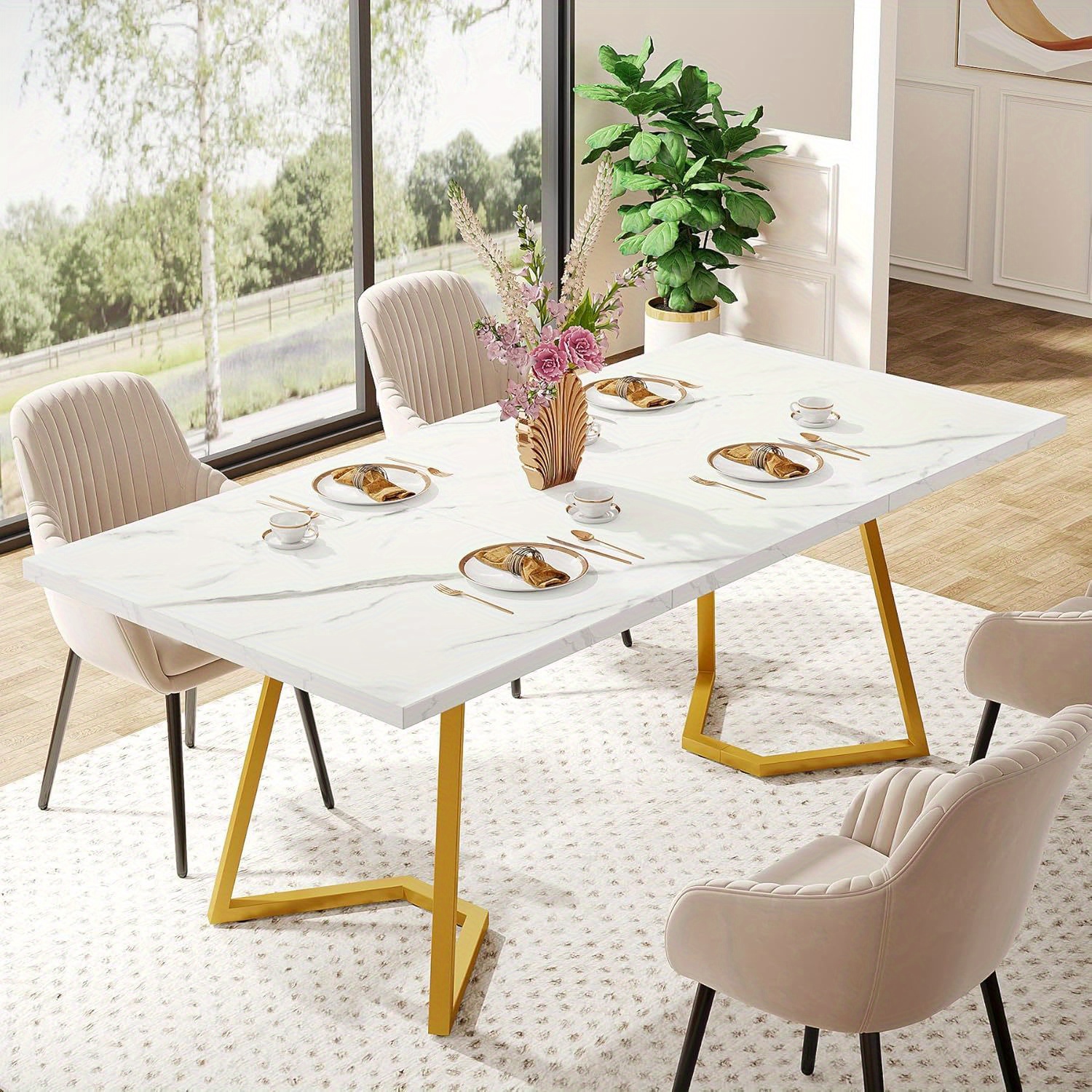 

Gold Dining Table: 55 Dining , Small For 6, Rectangular Dining Table For Apartment