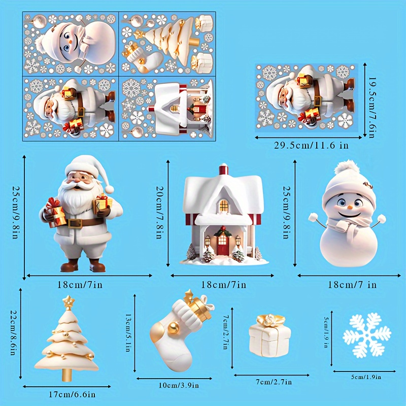 TEMU 4sheets/113pcs Christmas Window Stickers Set - Vibrant Santa Claus And Festival Theme Glass Decorations Birthday Gifts Holiday Gifts Perfect For