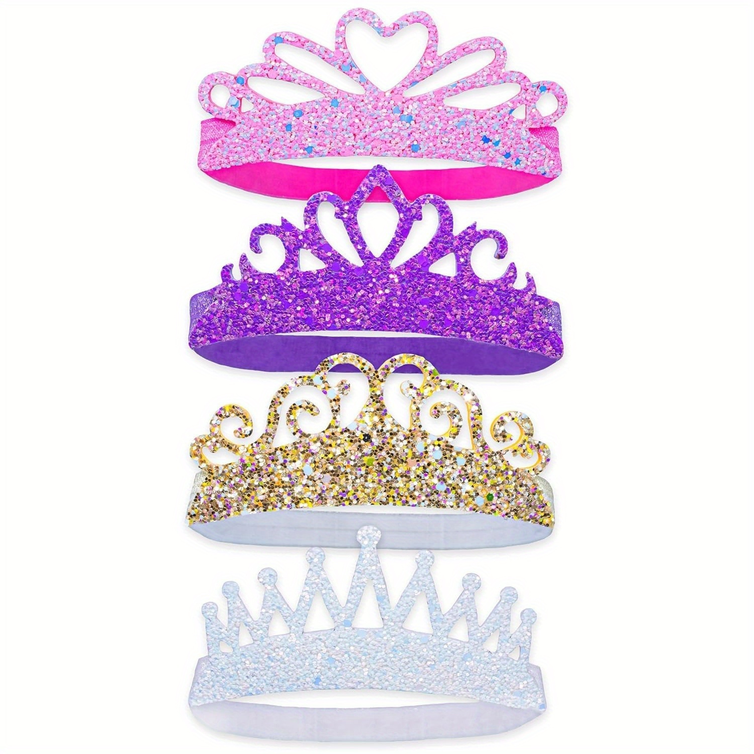TEMU 4 Stretch Sparkly Hair Accessories, Princess Bands, Headbands, Glitter Crown Headbands, Hair Accessories, Stretchable And Comfortable