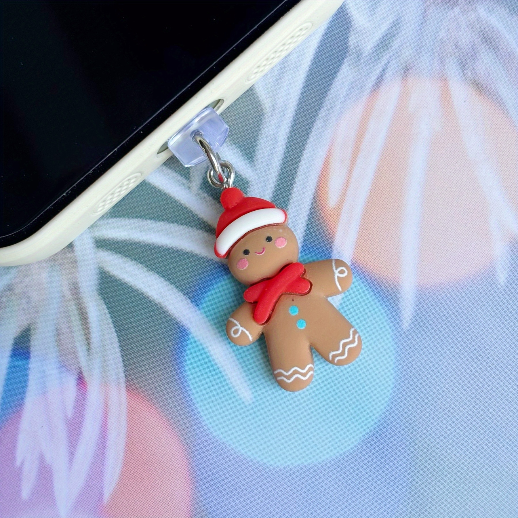 

1pc Christmas Man For Iphone & -c , Cap For Charging , Phone Accessory, Abs , For