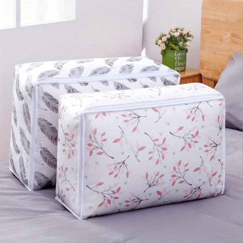 

Foldable Quilt Storage Bag Feather Clothes Quilt Pillow Blanket Storage Bag Travel Luggage Organizer Bag 1pc, Under-bed Storage