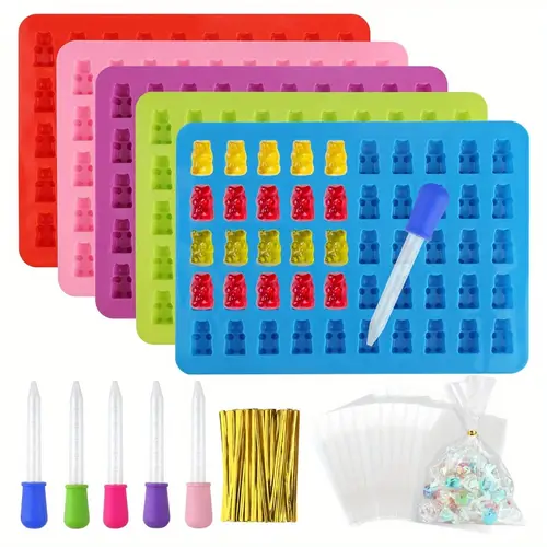 silicone resin casting molds with mini droppers multipurpose candy molds chocolate mold jelly mould chocolate fondant mold gummy soap molds kitchen baking decoration