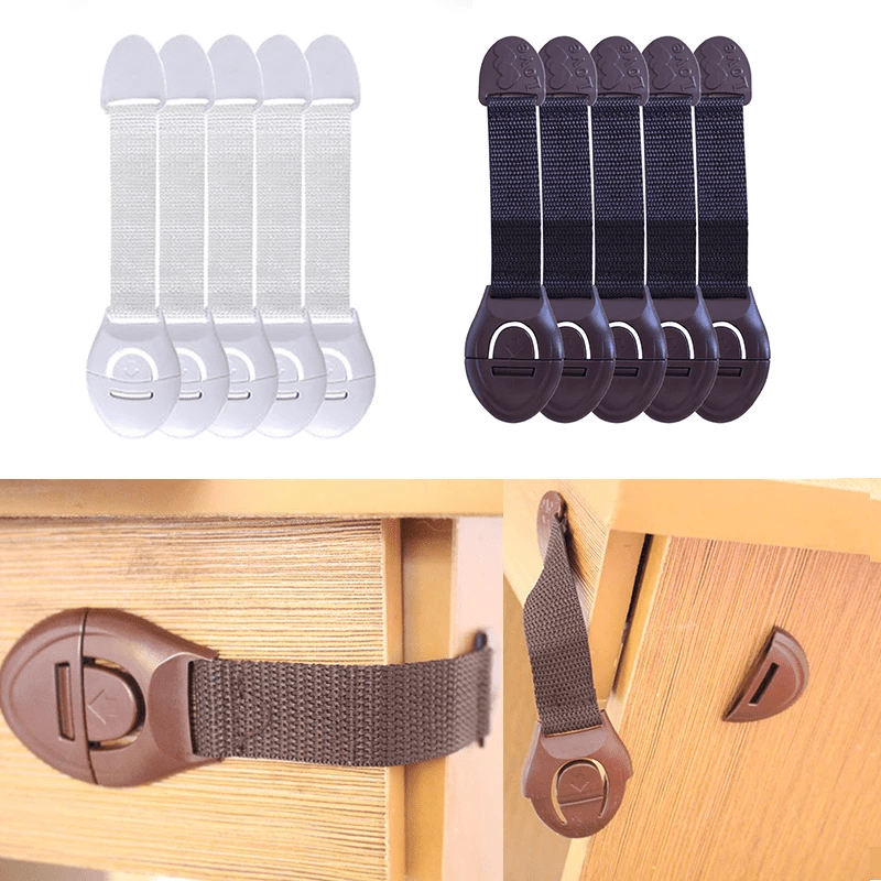 

4-pack Safety Cabinet Locks, Adjustable Magnetic Drawer For, Plastic Security Straps For , Free Material, Black & White