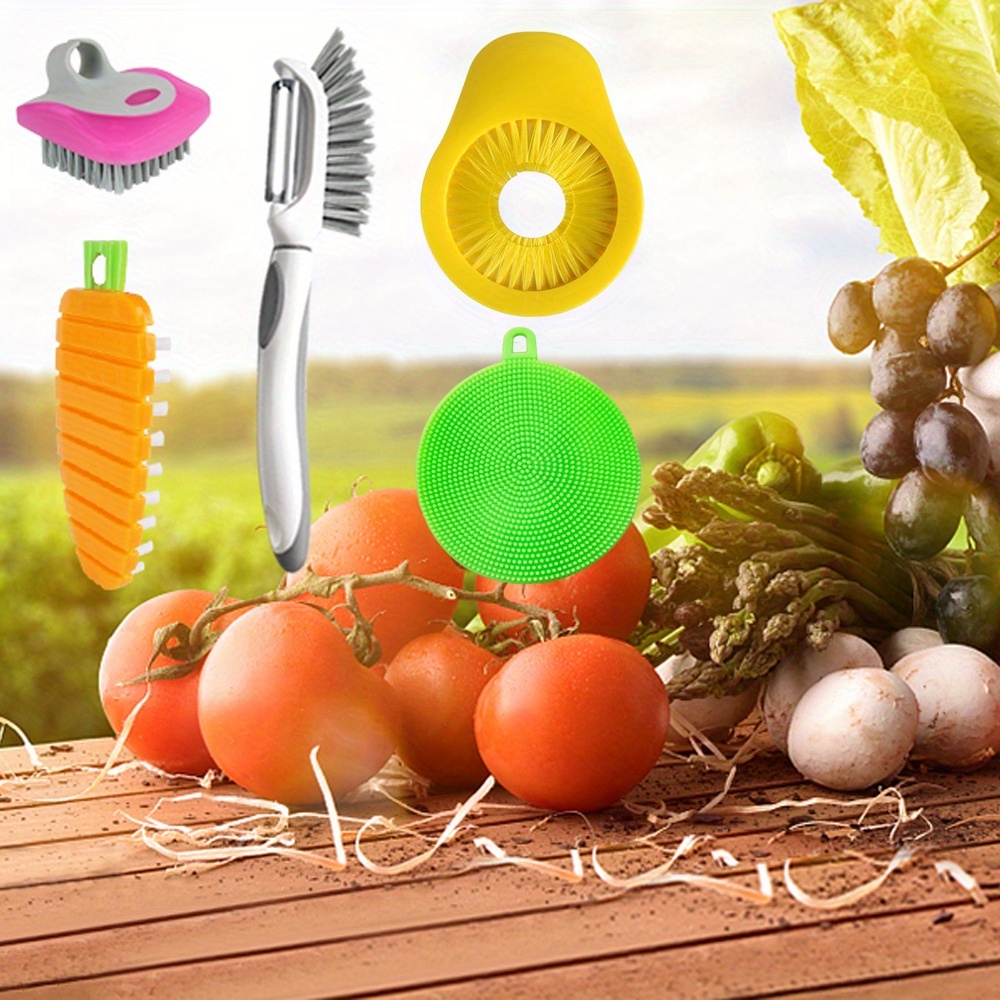 

5pcs Multifunctional Set Reusable Plastic Cleaning Peeler For Veggies