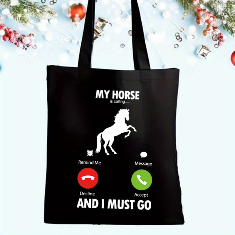 

1pc Equestrian Tote Bag, "my " , , Washable, Non-close , Shoulder Bag