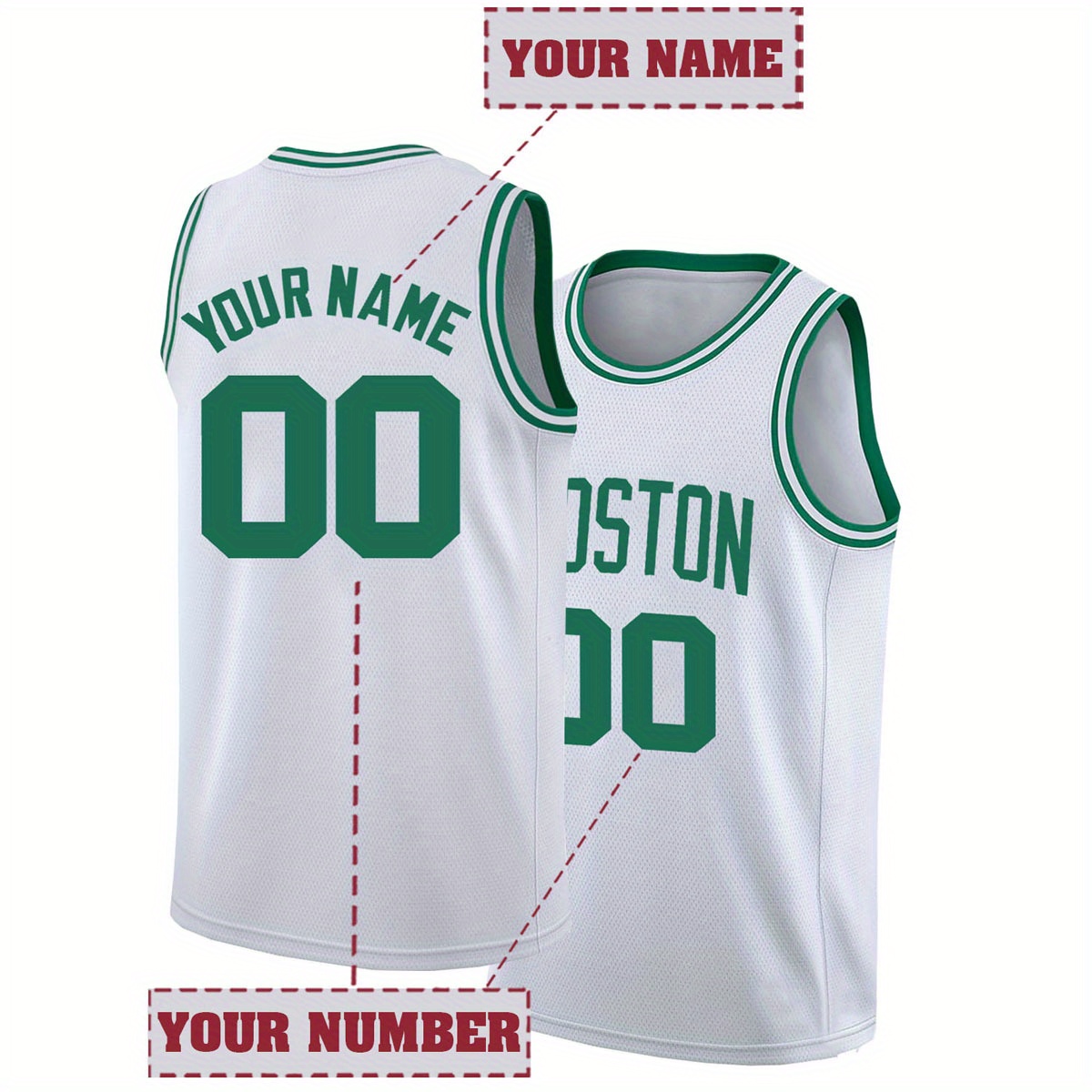 

1pc Customizable Men's Basketball Jersey - Embroidered Name And Number, Breathable Polyester, Round Neck, Sleeveless, Loose Fit, Sports Top For Casual, Party, Outdoor Activities - All