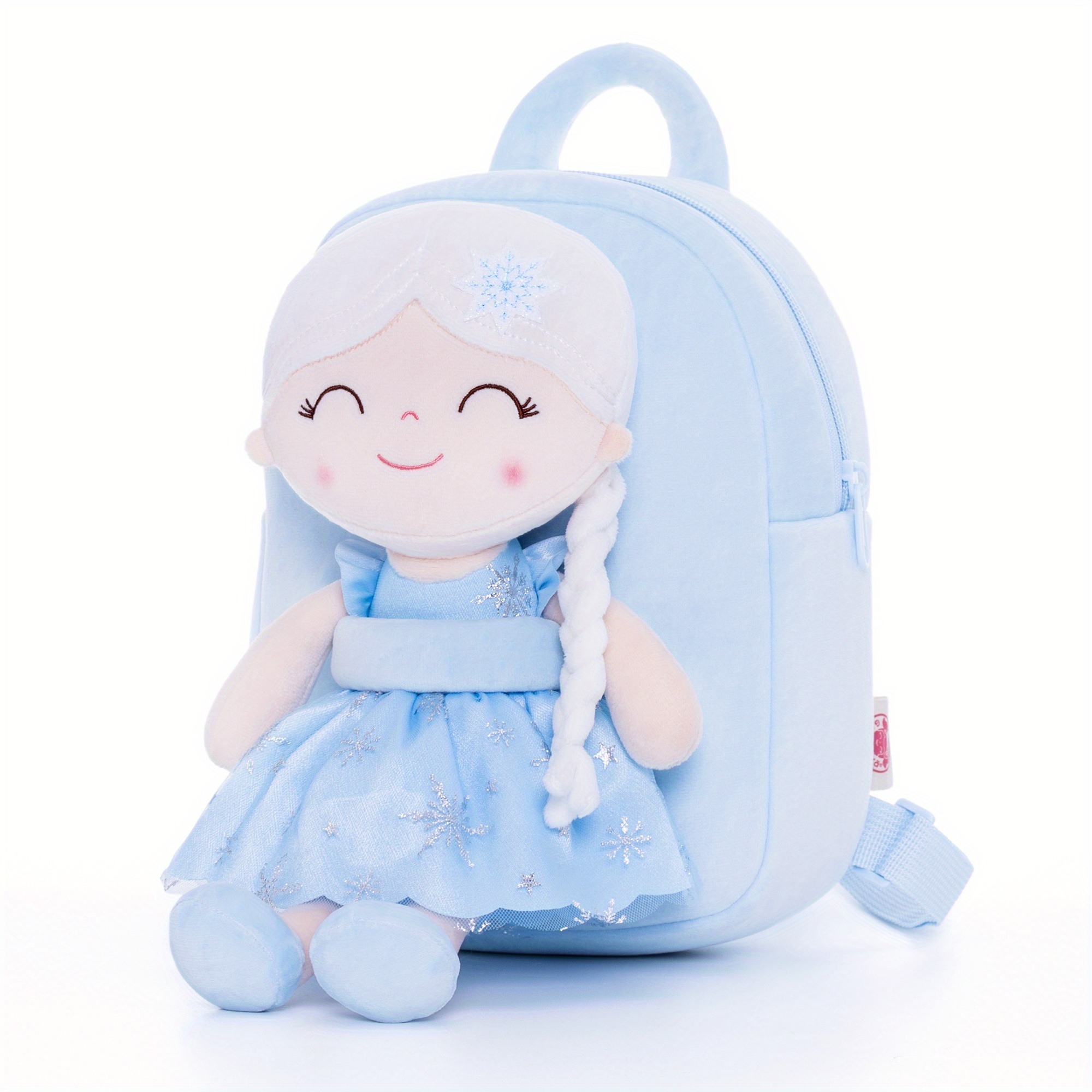 

Plush Toddler Backpack Princess Blue Backpack With Doll For Little Girls Aged 1-3 9 Inches