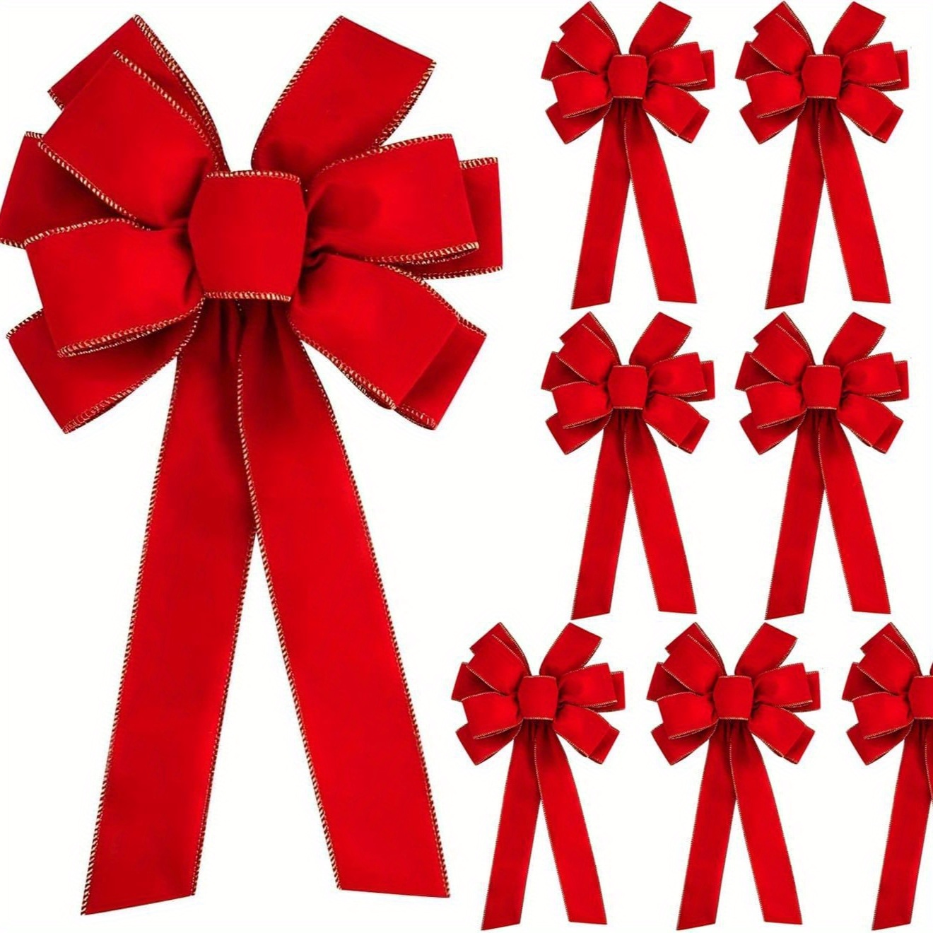 

Red Bowknots , Christmas And New 's Decorative Ribbons, No Battery Required, Featherless, For , Universal Decorations