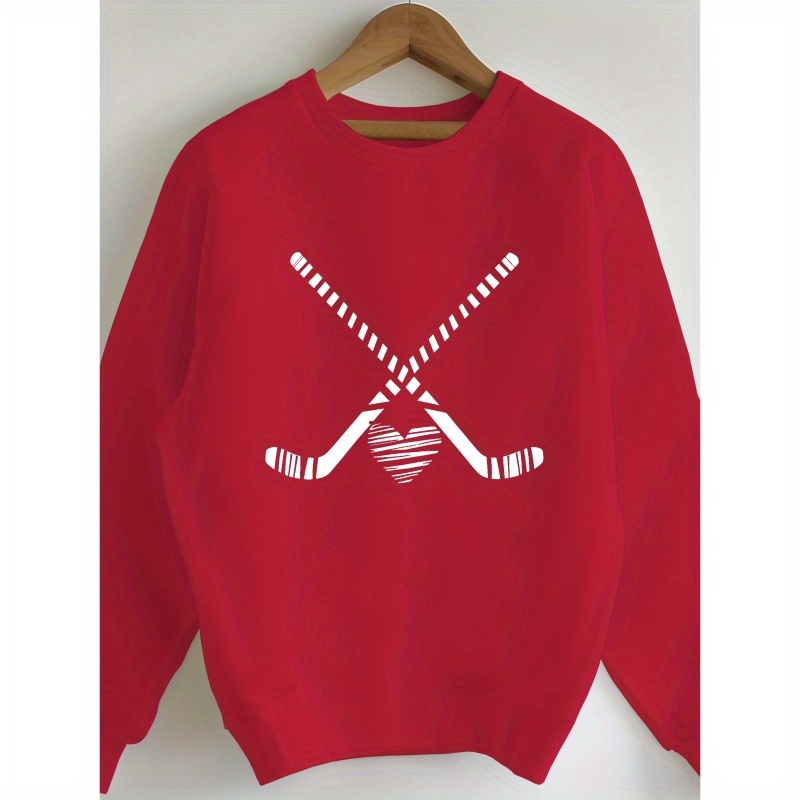 

Sweatshirt avec de de Hockey et Cœur - de Polyester Confortable, Pull Décontracté Automne/Hiver, Lavable en Machine
