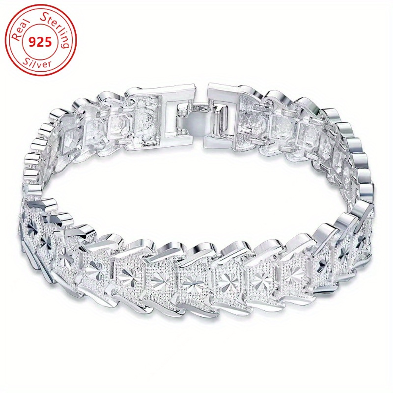 TEMU S925 Silver Creative 12mm Coin Wide Bracelet - Easy And Stylish - Hypoallergenic - Suitable For Daily Wear And Party - Perfect Valentine's Day Gift