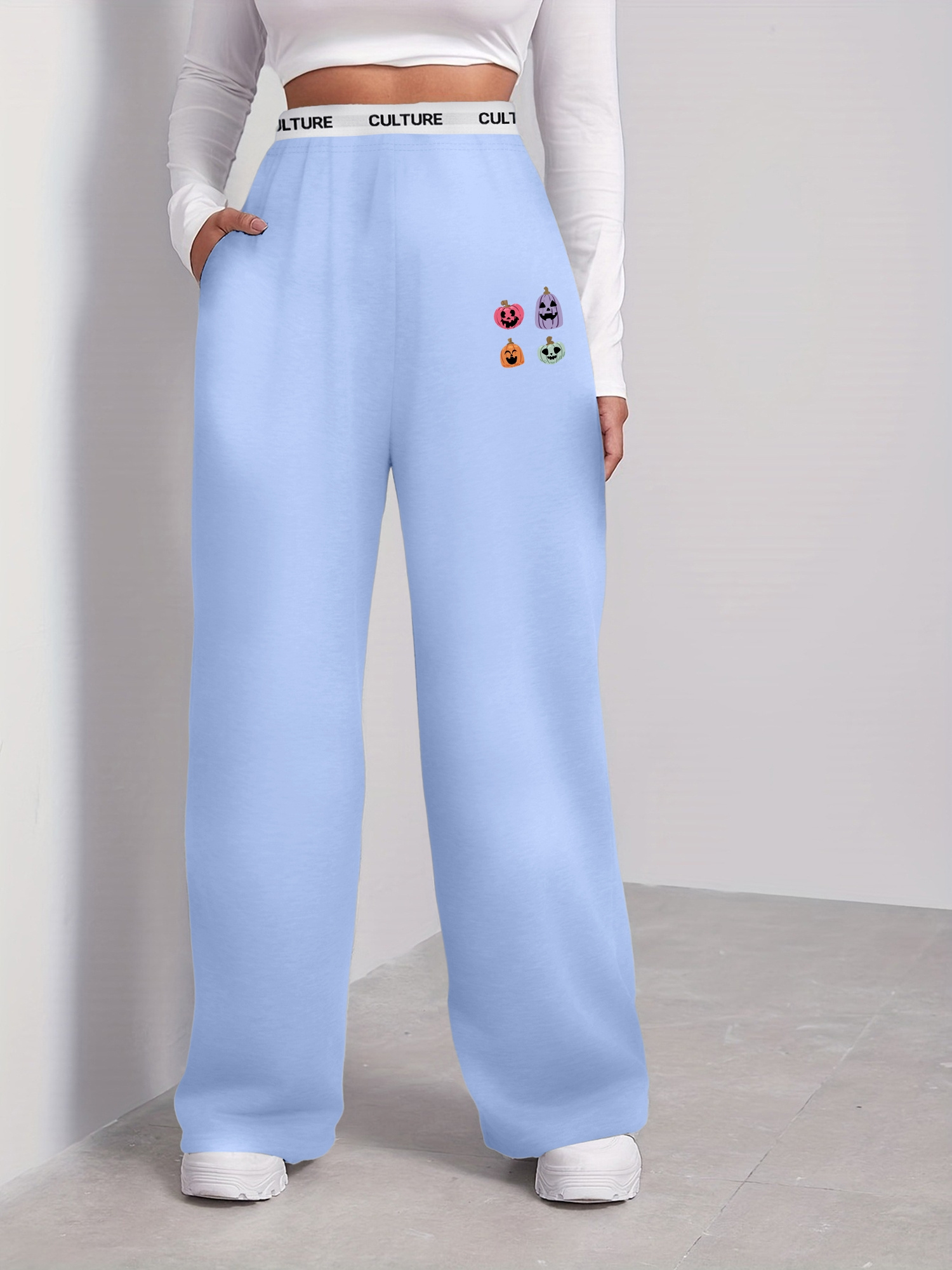 pantalones sudadera holgados cintura mujeres poliéster Temu