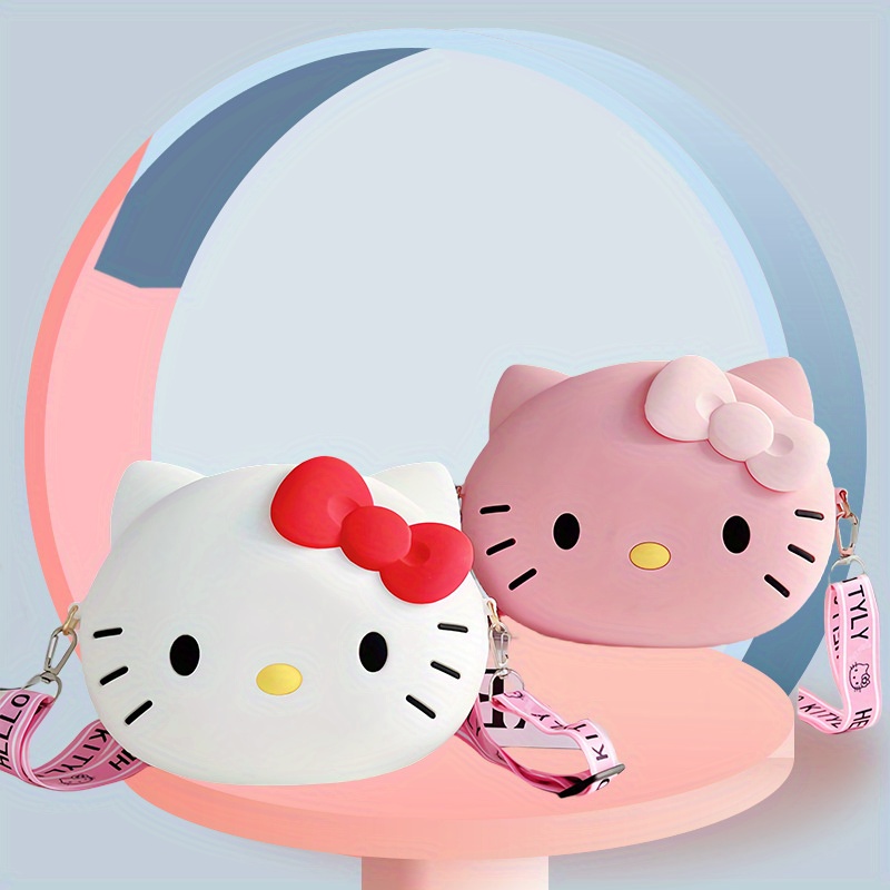 

For Hello Kitty Silicone Crossbody Bag For Women And, Water-resistant And , Lightweight, Easy-to-clean, Unlined With Adjustable Strap, Zip Closure, Casual Cartoon Style For Daily Use, , And College