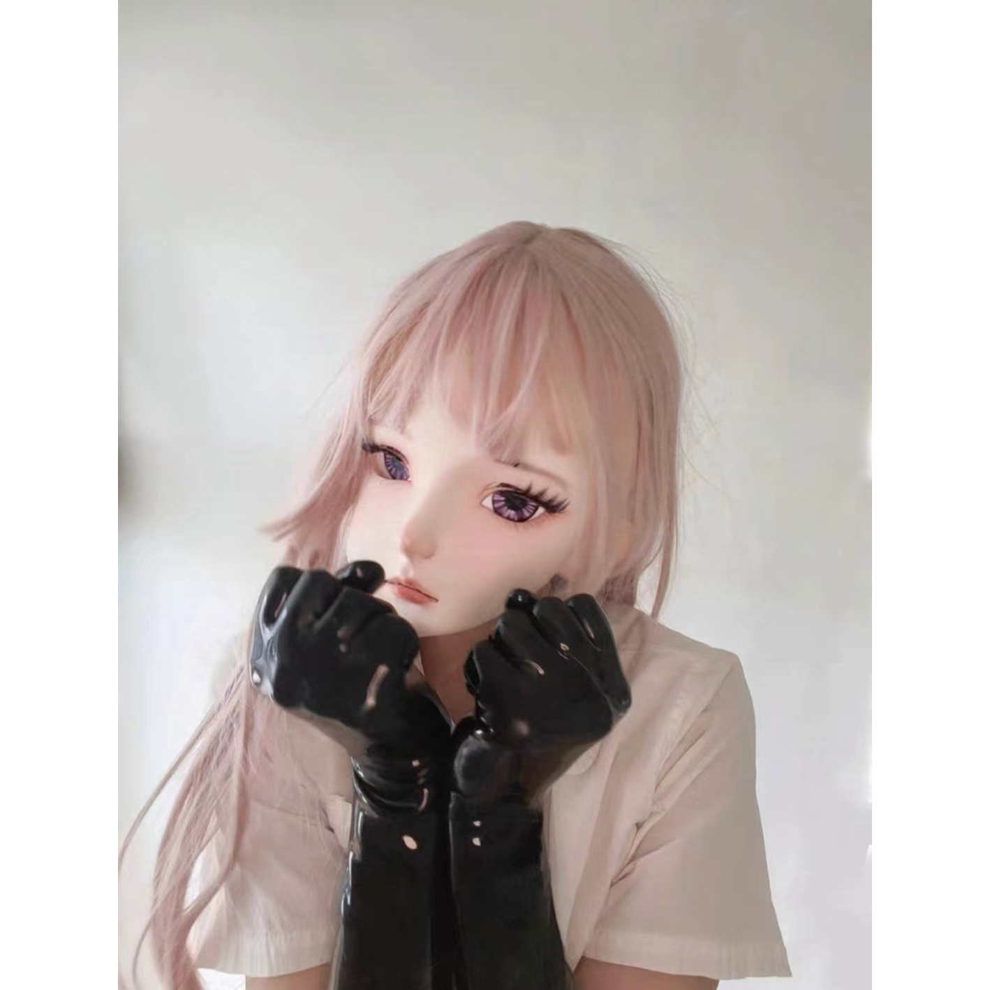 

1 Pair Unisex Neoprene Cosplay Gloves, Medium Length, Solid Color, Role-play Themed, Non-woven Fabric, Pvc Material, Hand Wash Only - Cosplay Accessory