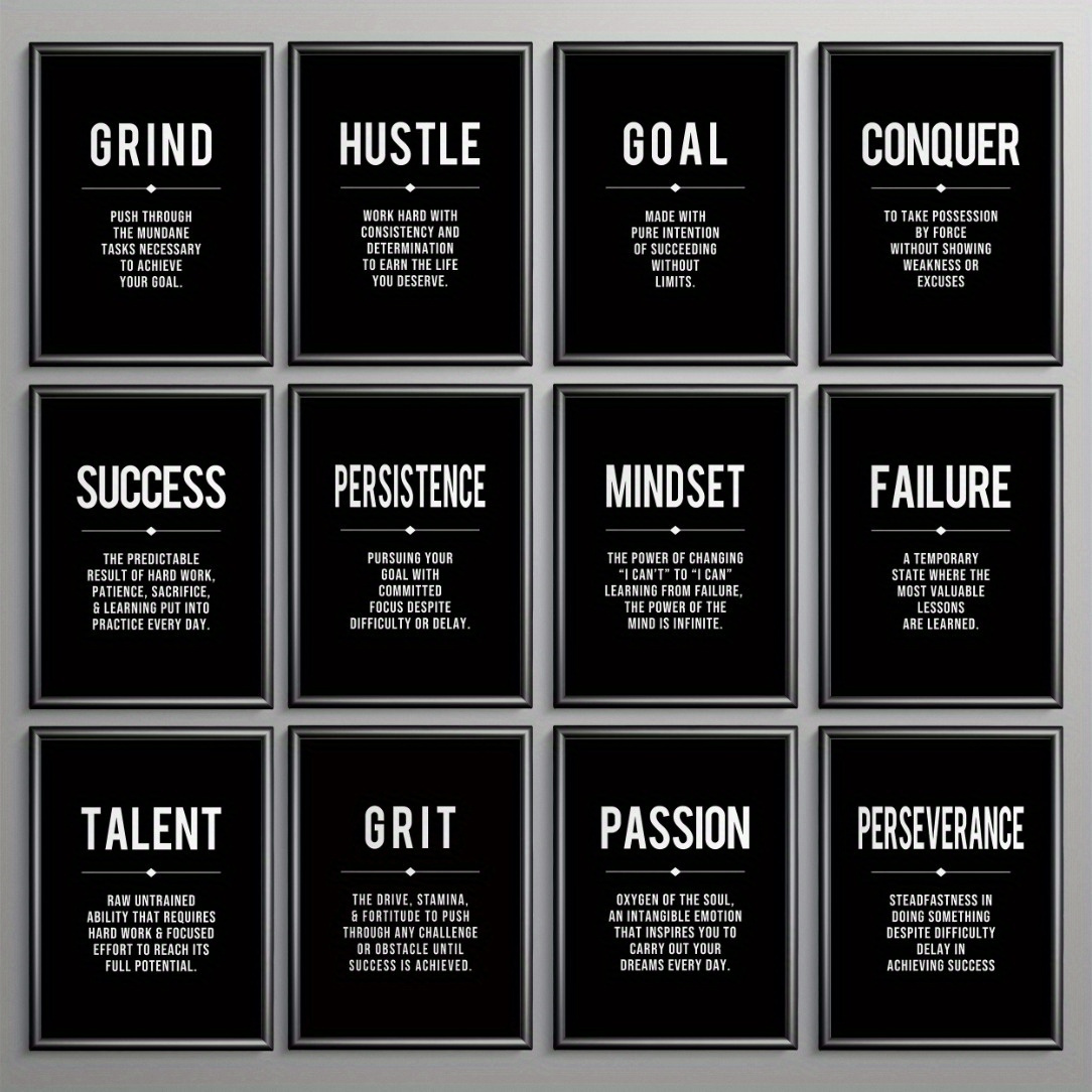 TEMU 2d Flat, 2d Flat Unframed Prints 12pcs Frameless Contemporary Modern Wall Art Inspirational Motivational Quotes Simple Minimalistic Design
