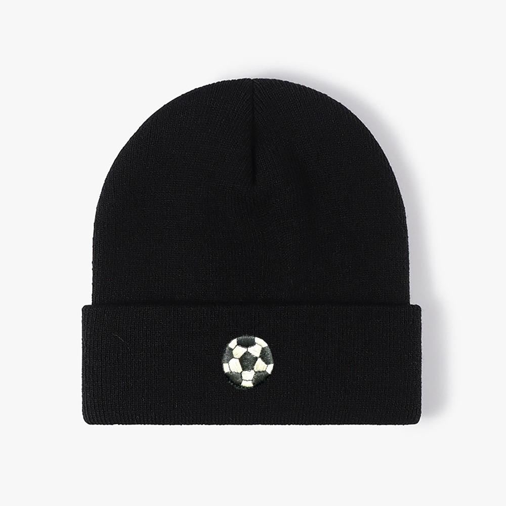 Image of 1 Embroidered Football Casual Hat, Outdoor Winter Beanie, Trendy Cold Weather Warm High-elasticity Ski Cap, Suitable For Winter Outdoor Wear