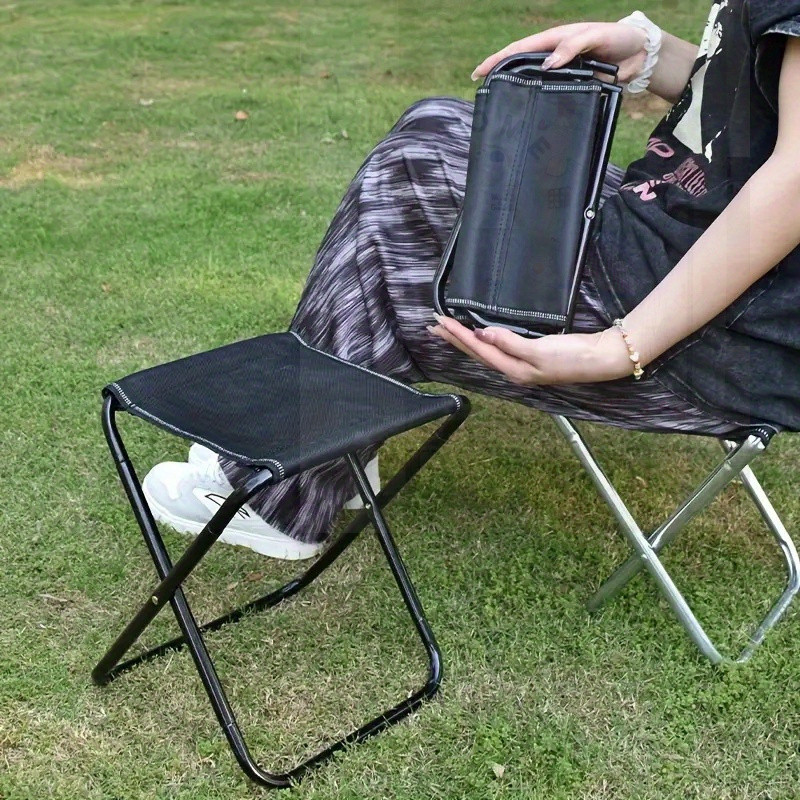 Compact Lightweight Black Folding Stool Perfect Camping Temu