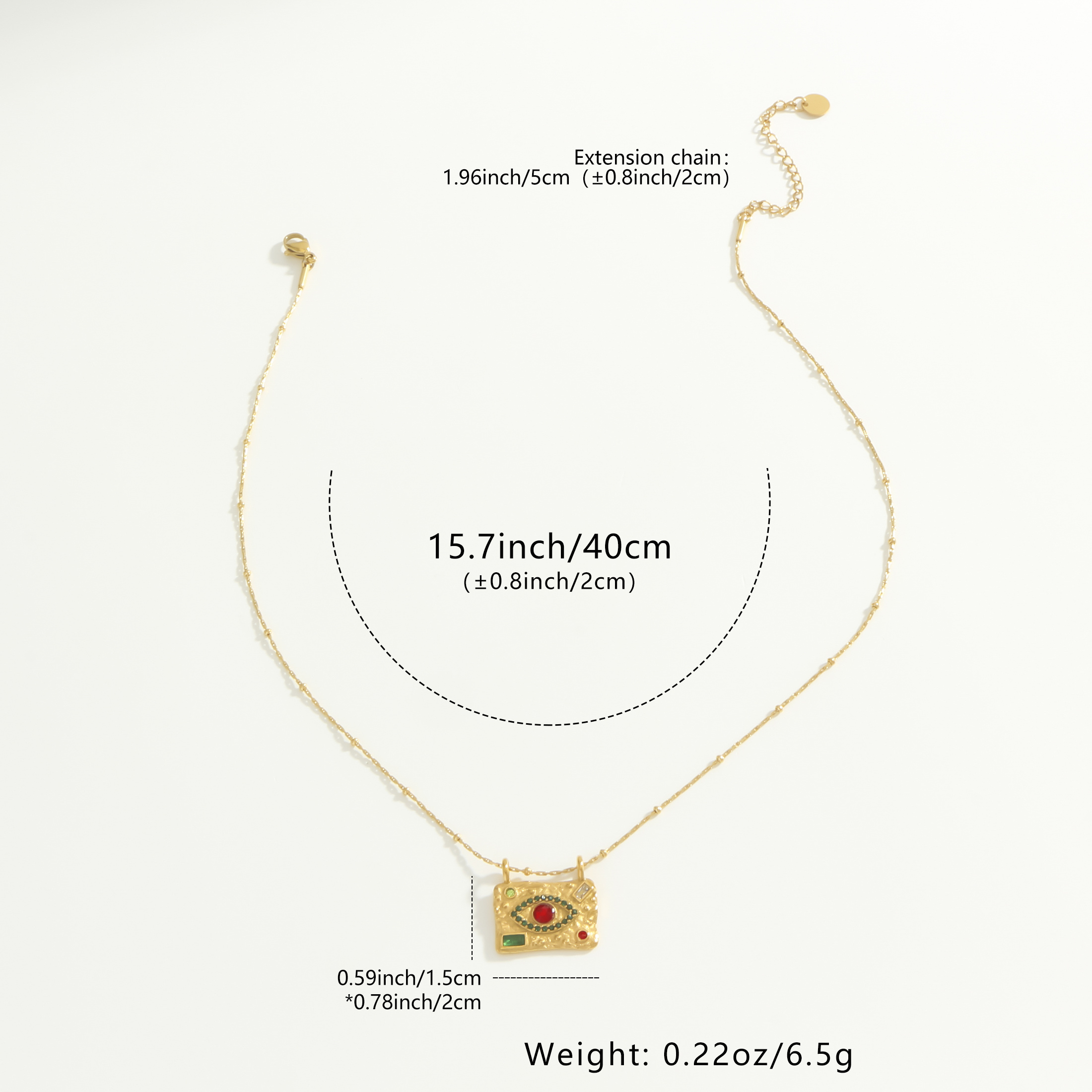 Vintage Boho Evil Eye Pendant Necklace for Women, 18K Golden Plated