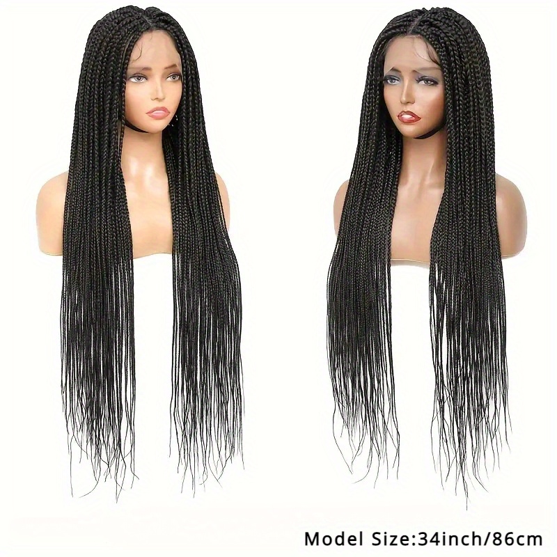 hair 26 34 full lace box braids wig square knotless - Temu  display picture 1