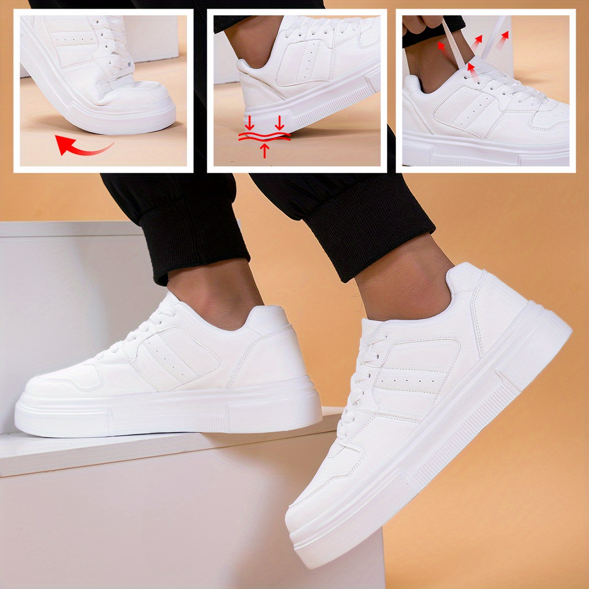 white shoes for men sold on Temu United States