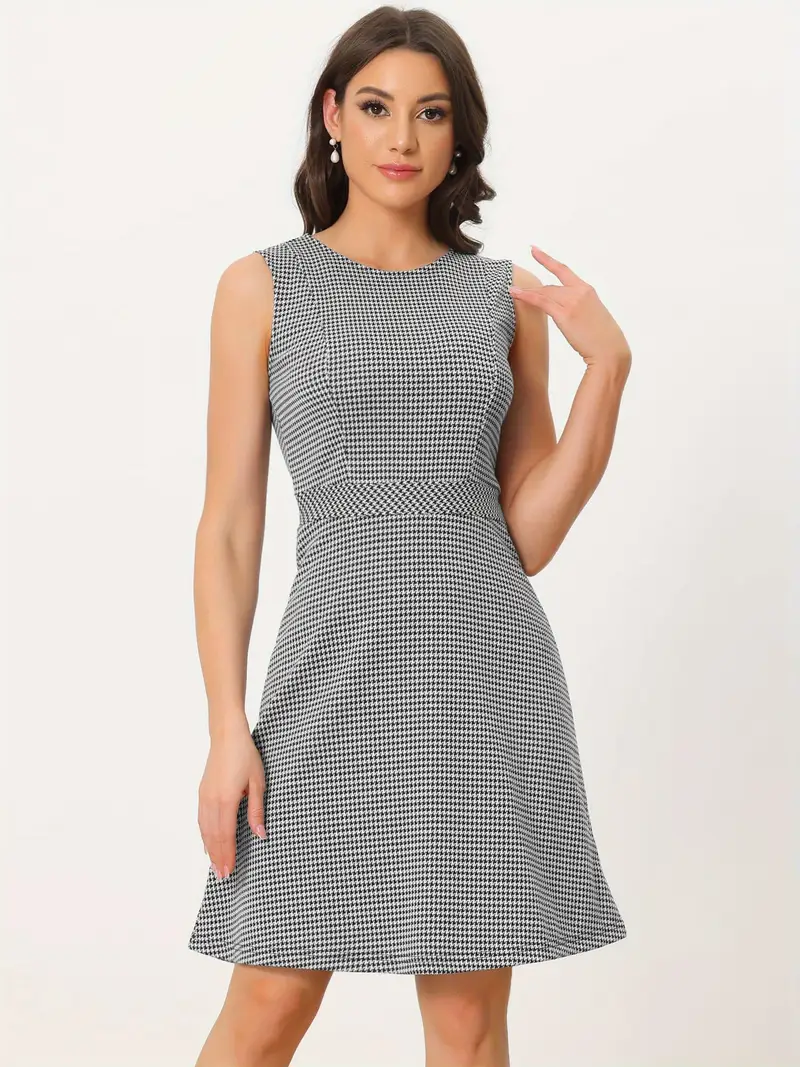 womens plaid dress sleeveless fit flare work - Temu womens plaid dress sleeveless fit flare work - Temu