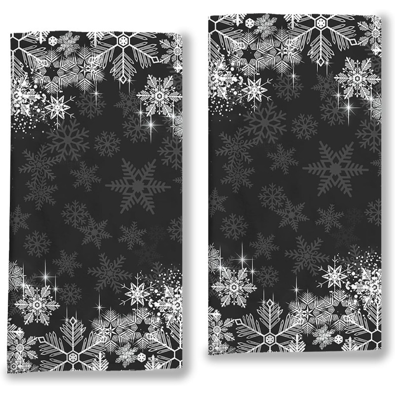 

2pcs Polyester Hand Towels - 18x26 Inch, Black & White Design For Christmas Decor, Kitchen, Bathroom, Gym, And Spa