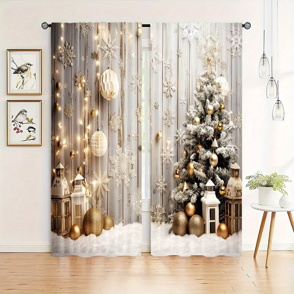 

2pcs Christmas Curtains, & , To , Polyester, , , For , , , - Poleless