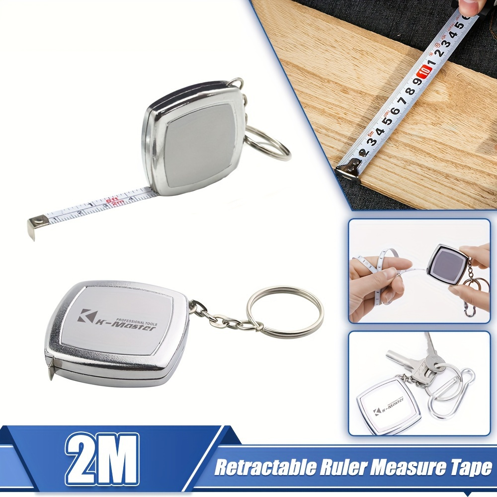 

2m Retractable , Portable Keychain, , Metal & Plastic, Roulette Measuring , Clear ,