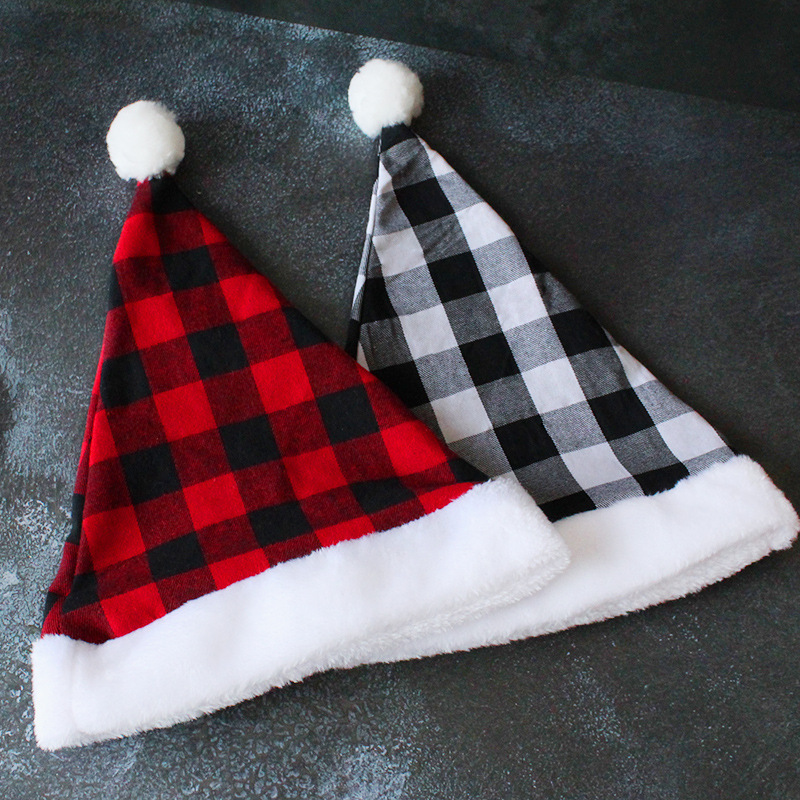 

3pcs Christmas Checkered Hat, Soft And Comfortable, Adult Checkered Christmas Hat, Used For New Year Parties