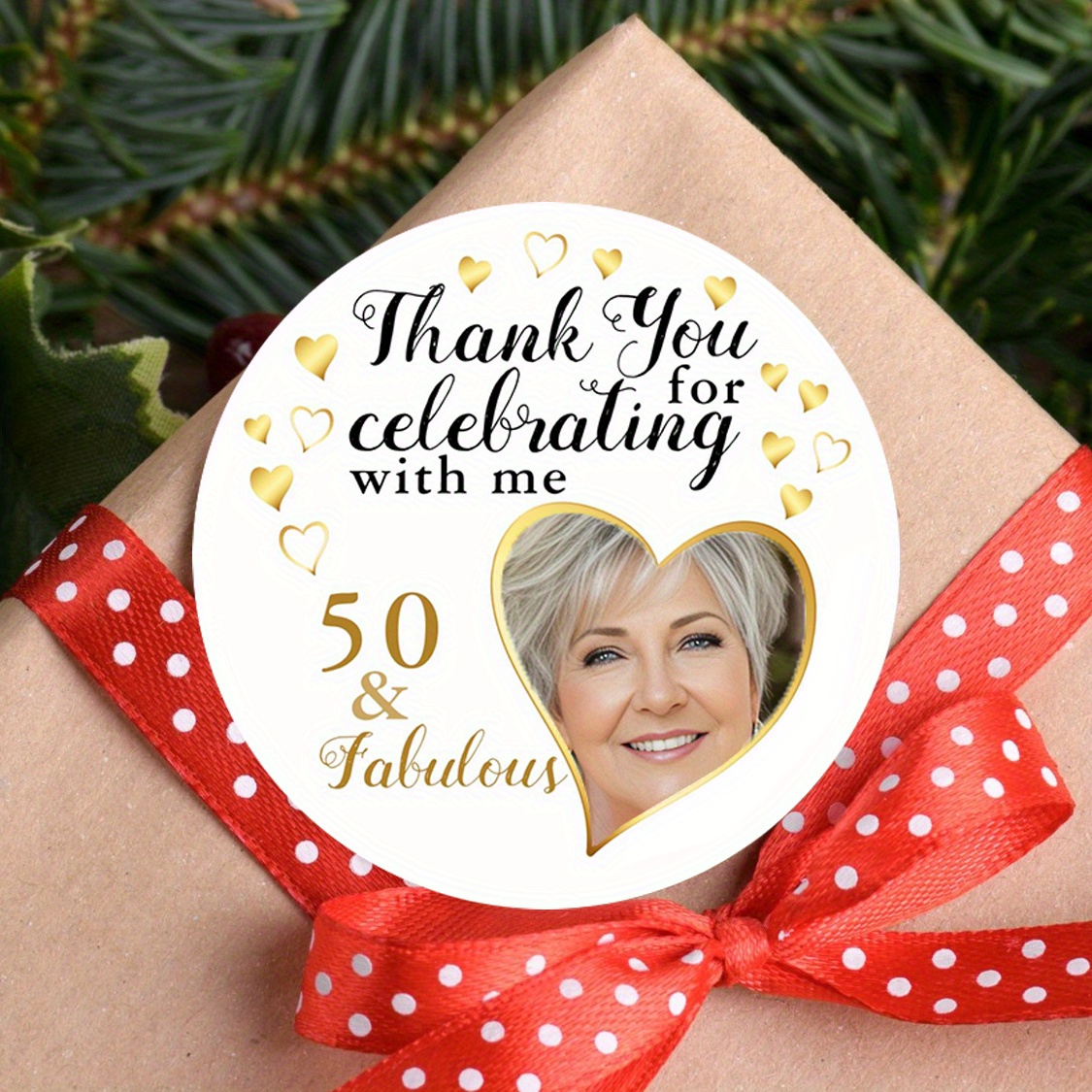 

48pcs Custom 50th Birthday Party Favor Stickers - Personalized Photo Labels For Gift Packaging & Decorations