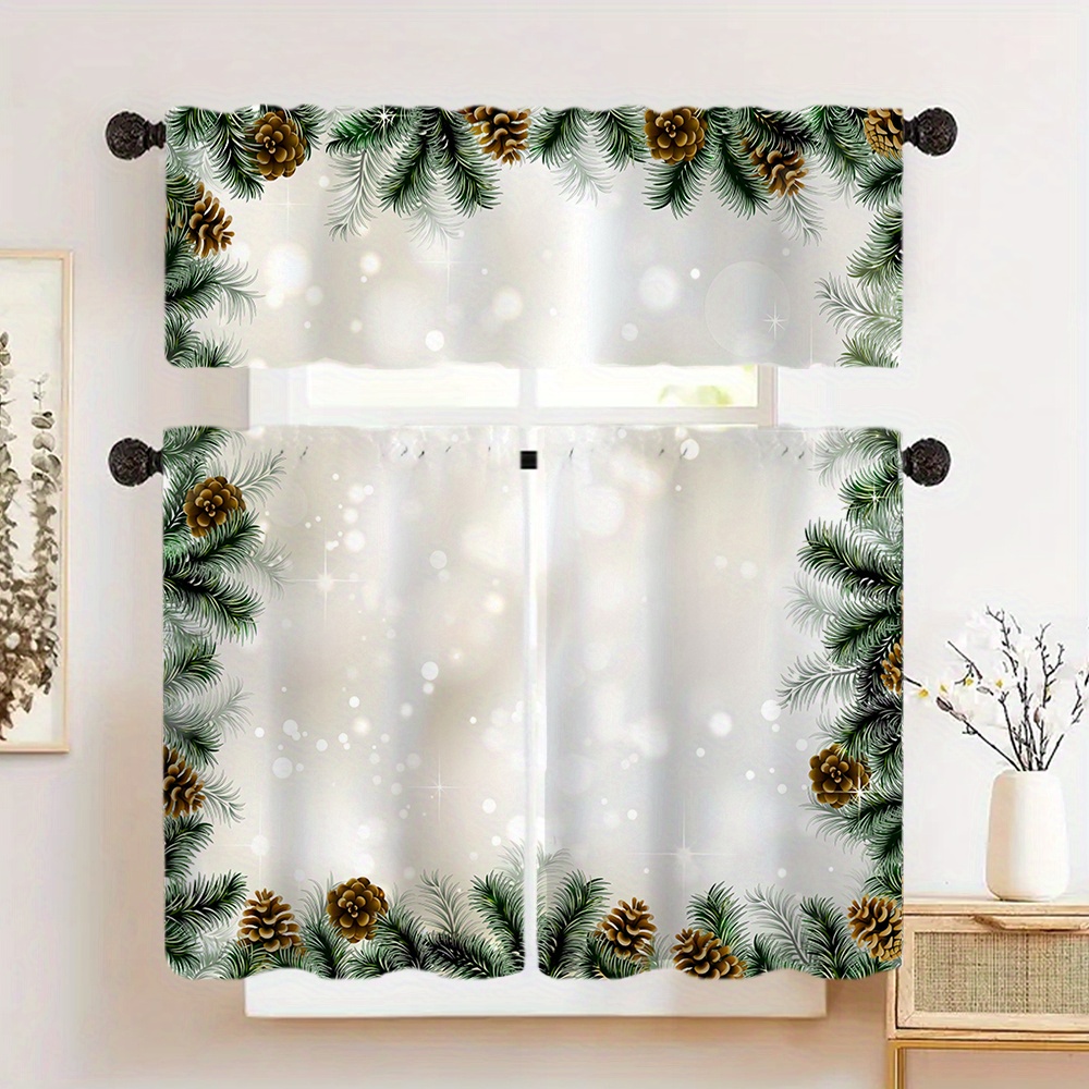 

1pc/1pair Christmas Decor Christmas Wreath Decorative Curtain, /㎡ Thickened Polyester , - Decoration Curtain, Suitable For , , , Bathroom, , , Etc., Decoration,