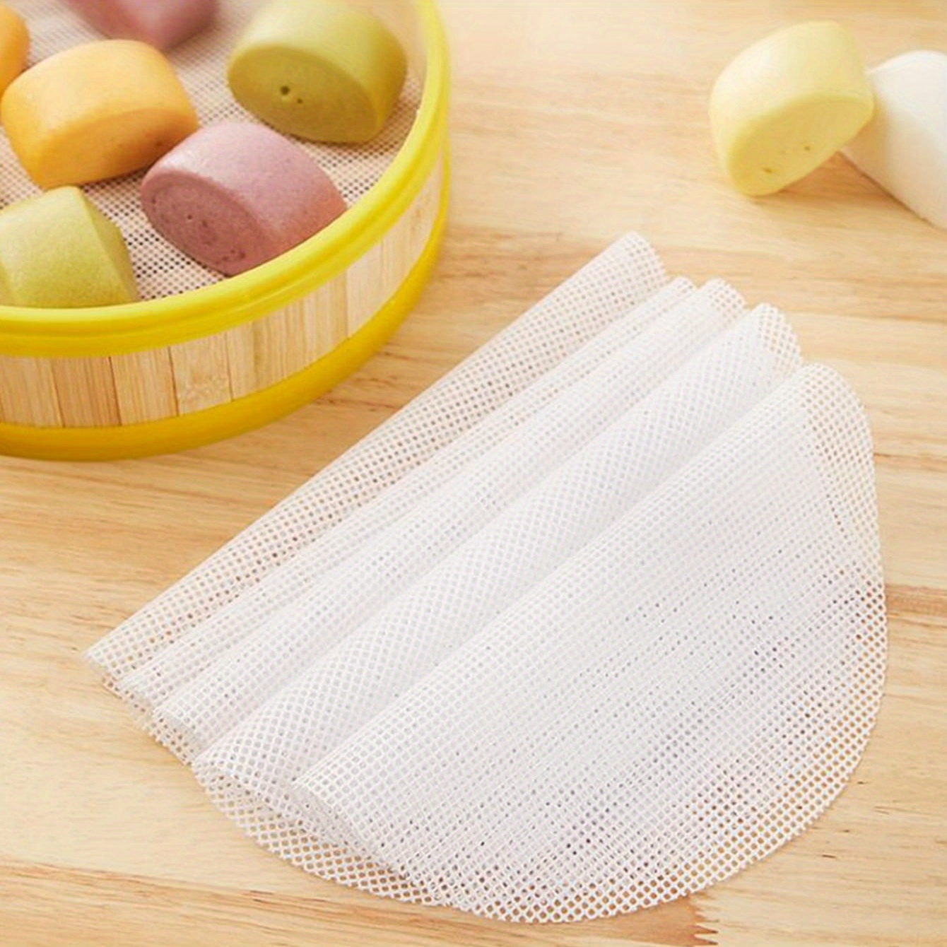 2/4개 논스틱 실리콘 스팀러 매트 - 28cm/11인치 라운드 번 스팀드 번 서랍 천 매트 - 식품 등급 가정용 요리 액세서리