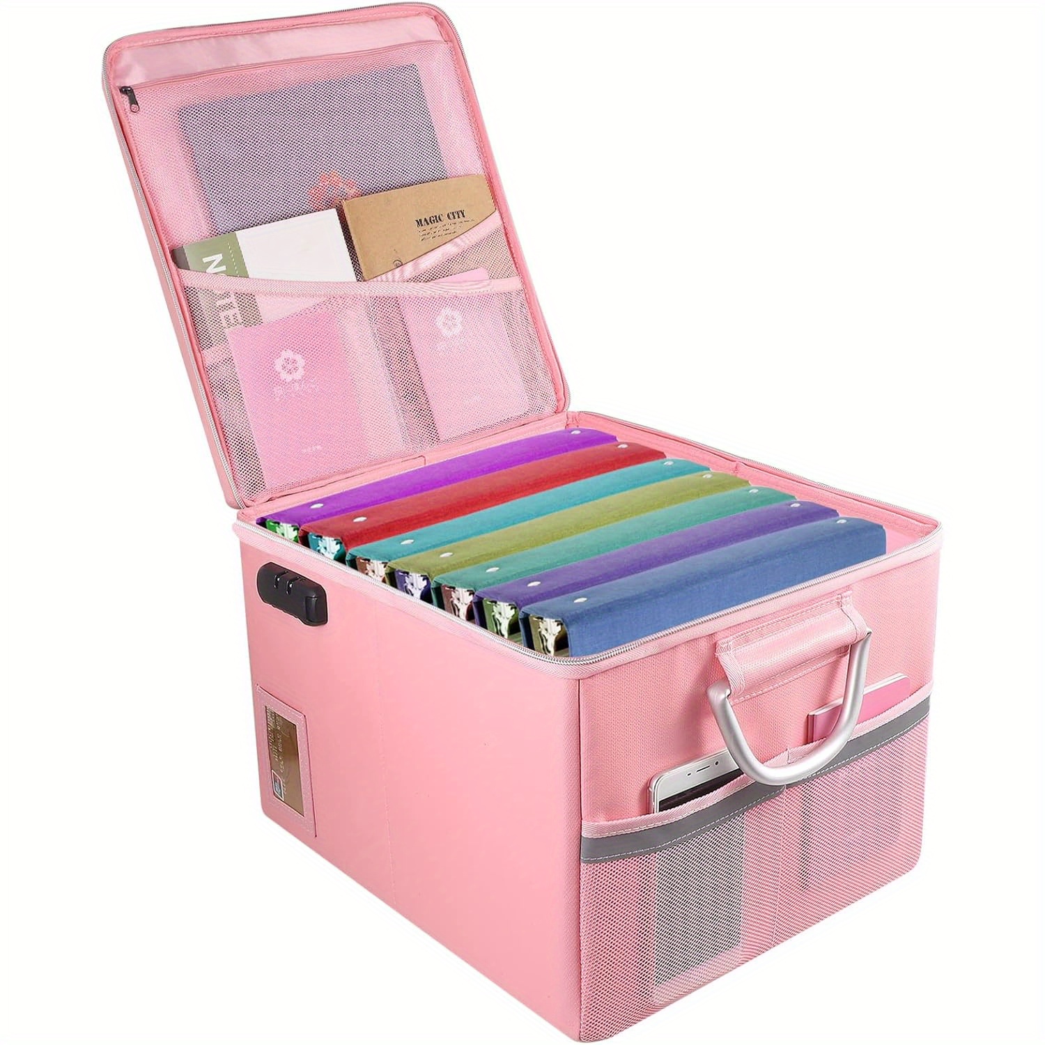 TEMU Fireproof File Cabinet With Lock, Fireproof Document Organizer Collapsible File Box Filing Cabinet With Handle For Letter Legal Folder