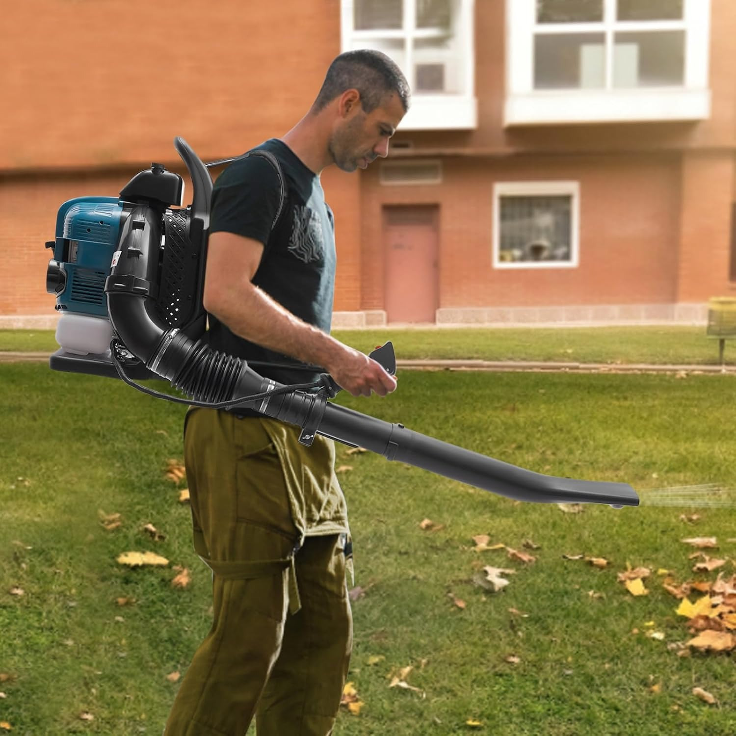 

Petrol Backpack Leaf Blower 75.6cc Gas Leaf Blower 4-stroke Powerful Air .9l Powerful Wind Force Snow For Lawn Care Road Cleaning, 2.6kw/ 7000r/ Min