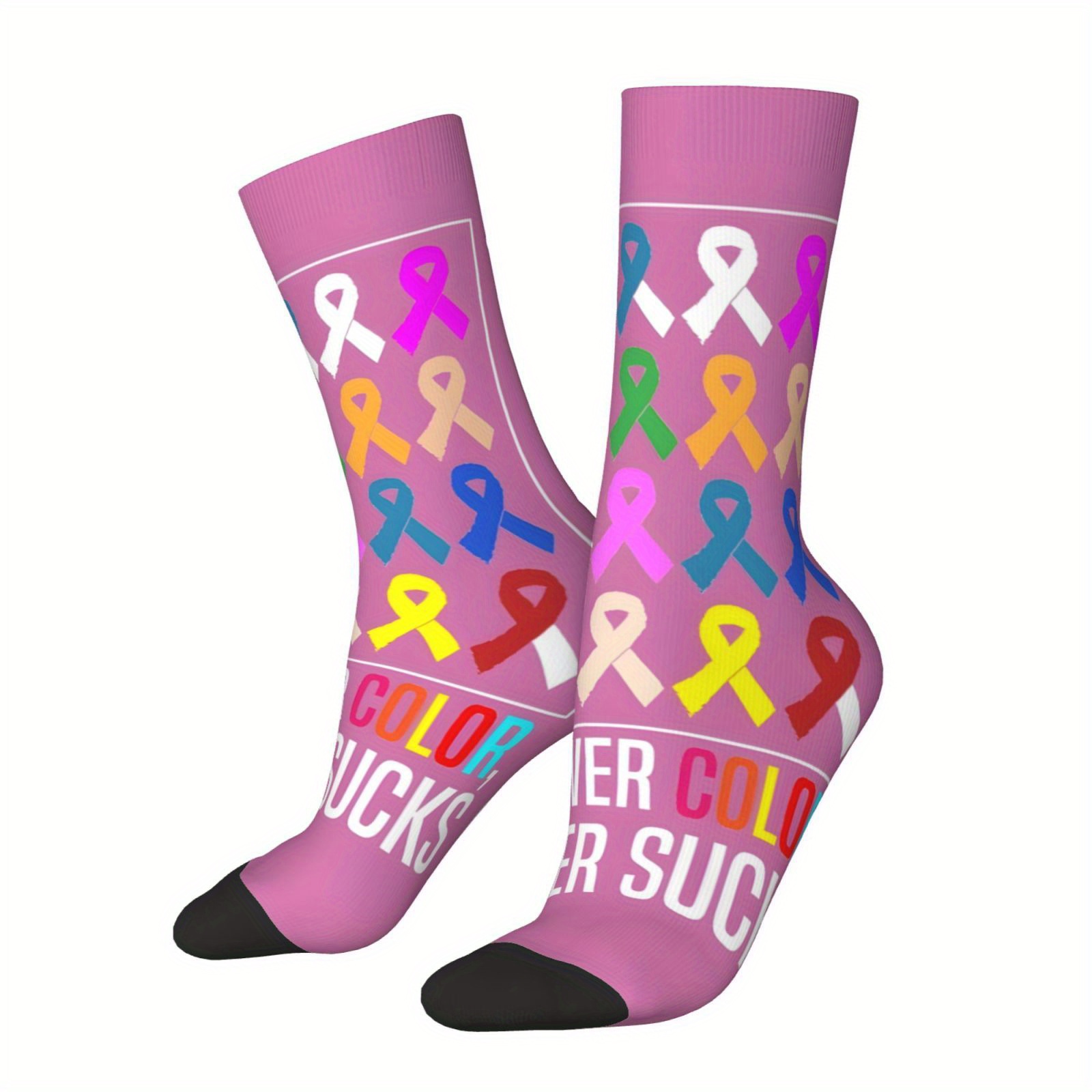 TEMU " Hip Hop Vintage-inspired Crew Socks, Seamless, Fun , Breathable Polyester