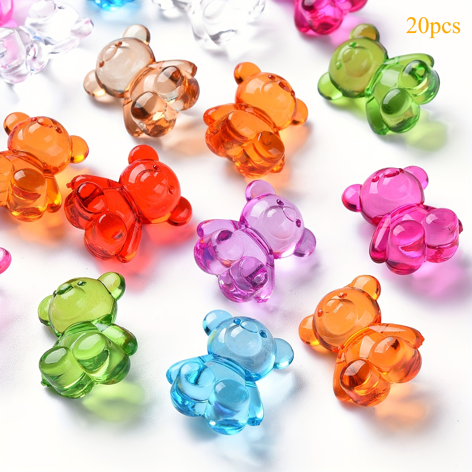 Image of 10/20/50pcs Of 3d Bear Beads - Vibrant Acrylic Transparent Charms Perfect For Jewelry Creation, Crafting, And Bracelets And Necklaces - In Colors And User-friendly Craft Materials